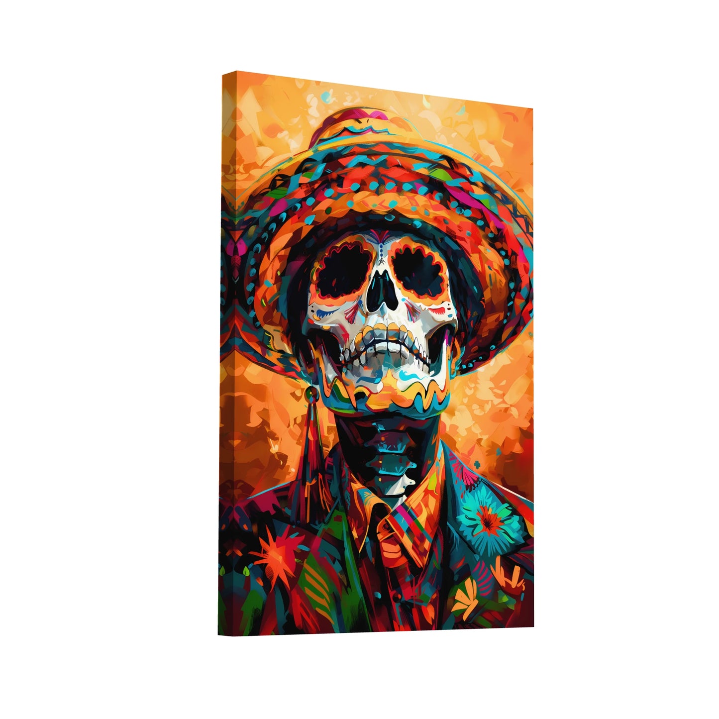 Product Hero 3D WebP Tableau Tête de Mort Mexicaine (Calavera) - Déco Pop Art et Colorée - Art Virtuoso