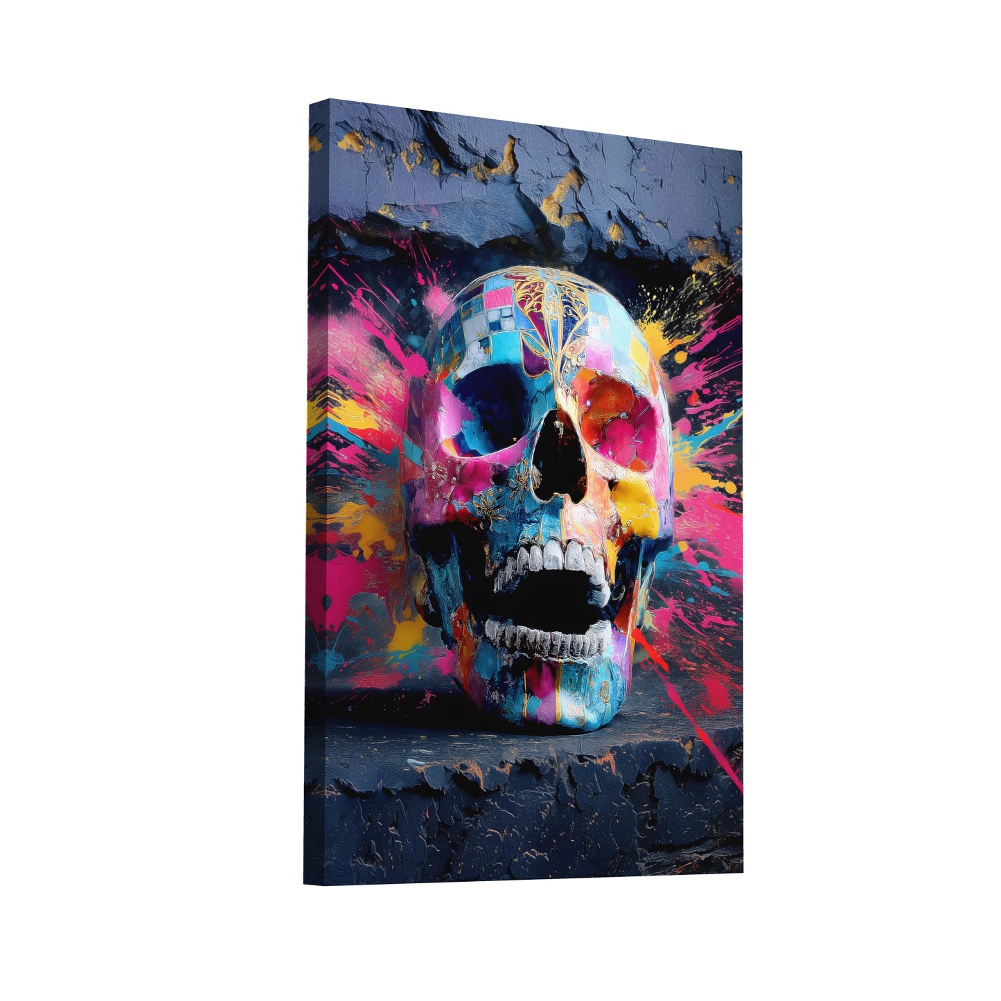 Product Hero 3D WebP Tableau Tête de Mort Multicolore - Art Virtuoso