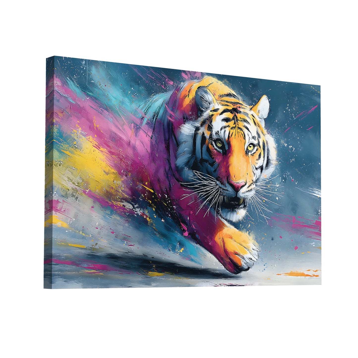 Product Hero 3D WebP Tableau Toile Tigre - Splash Sauvage - Art Virtuoso