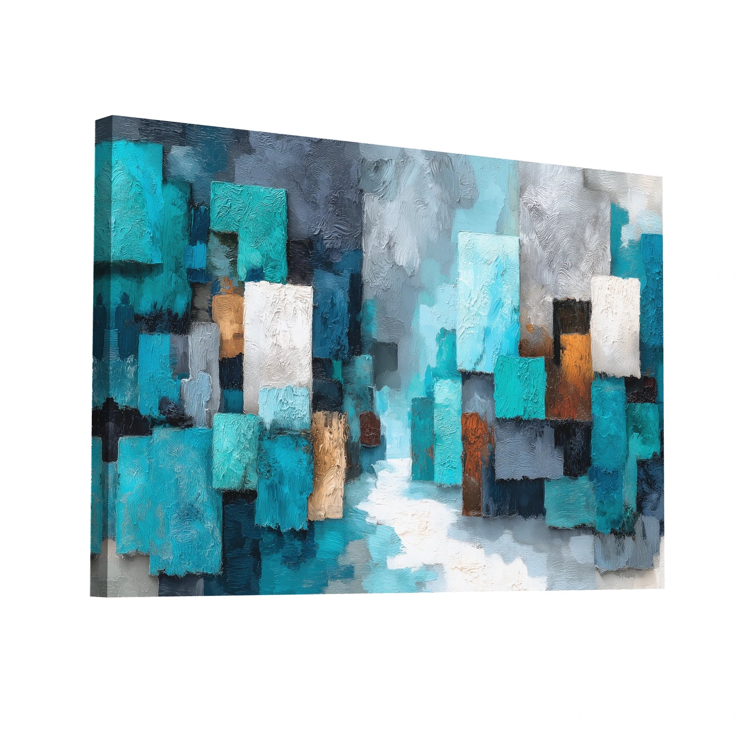 Product Hero 3D WebP Tableau Turquoise Abstrait – Champs de Couleurs - Art Virtuoso