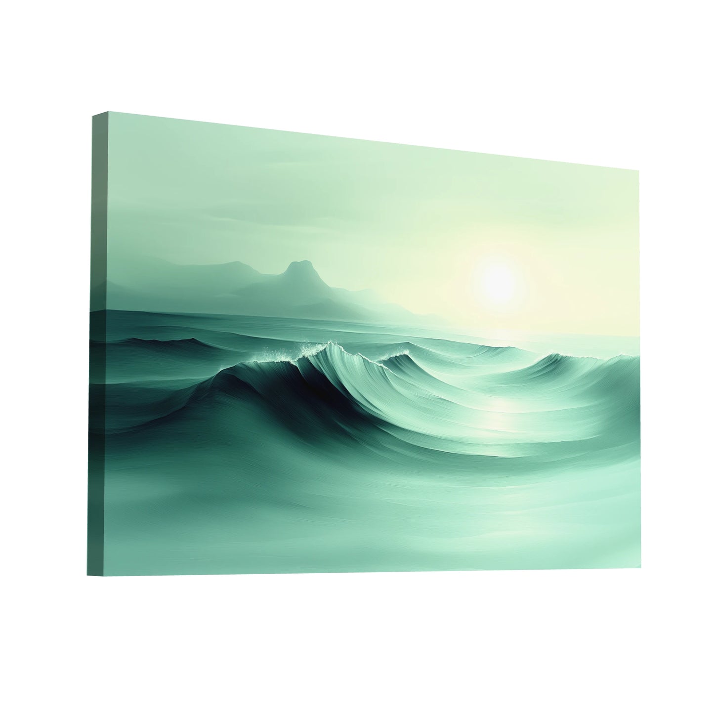 Product Hero 3D WebP Tableau Vert Canard - Vagues Sereines - Art Virtuoso