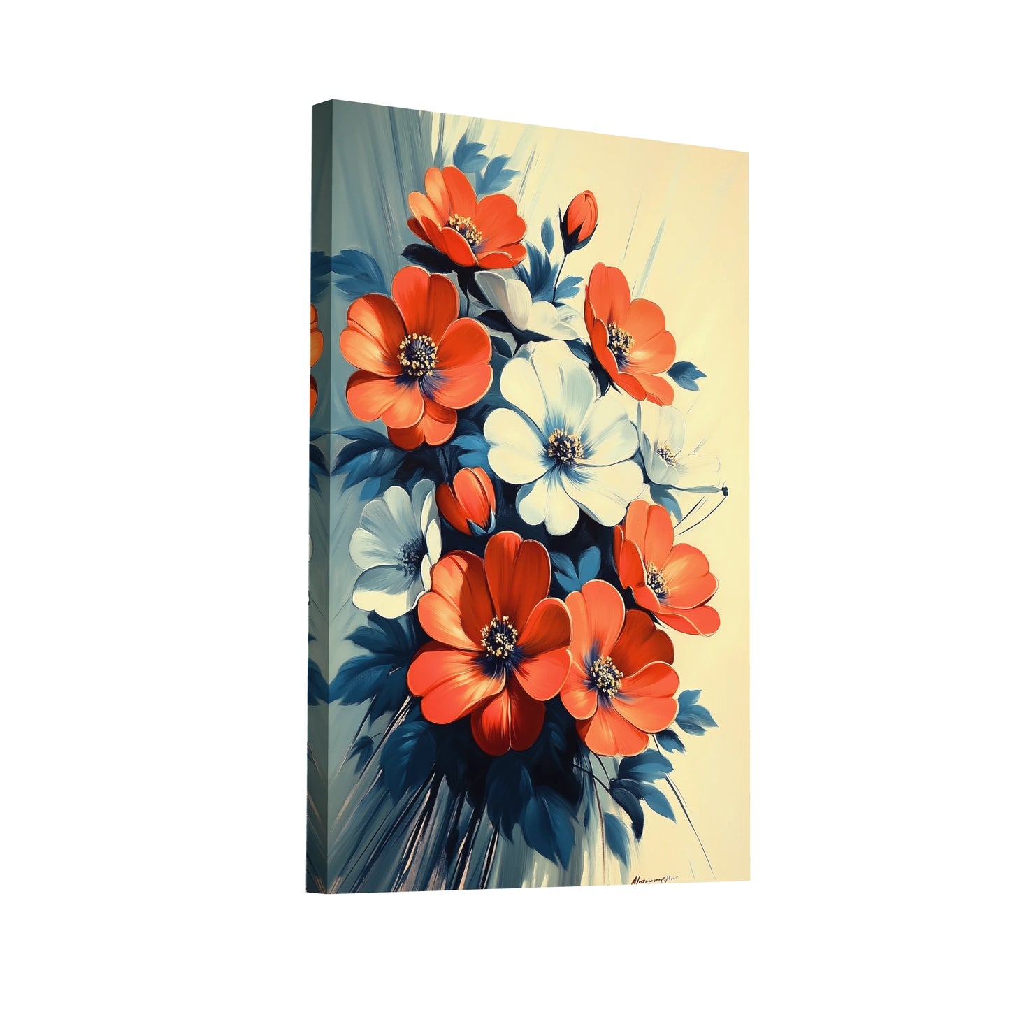 Product Hero 3D WebP Tableau Vintage Chambre : Cosmos en Corail - Art Virtuoso