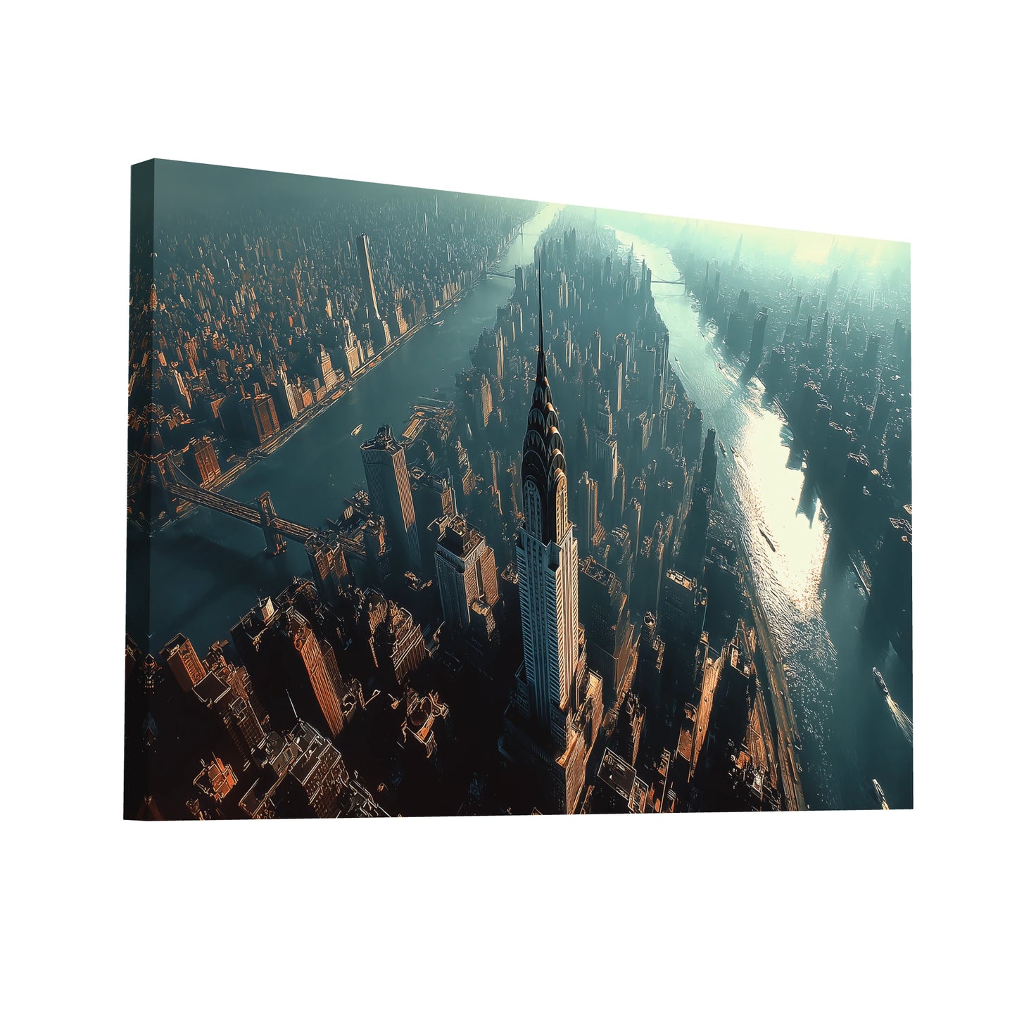 Product Hero 3D WebP Tableau Vue New York : Manhattan depuis les Cieux - Art Virtuoso