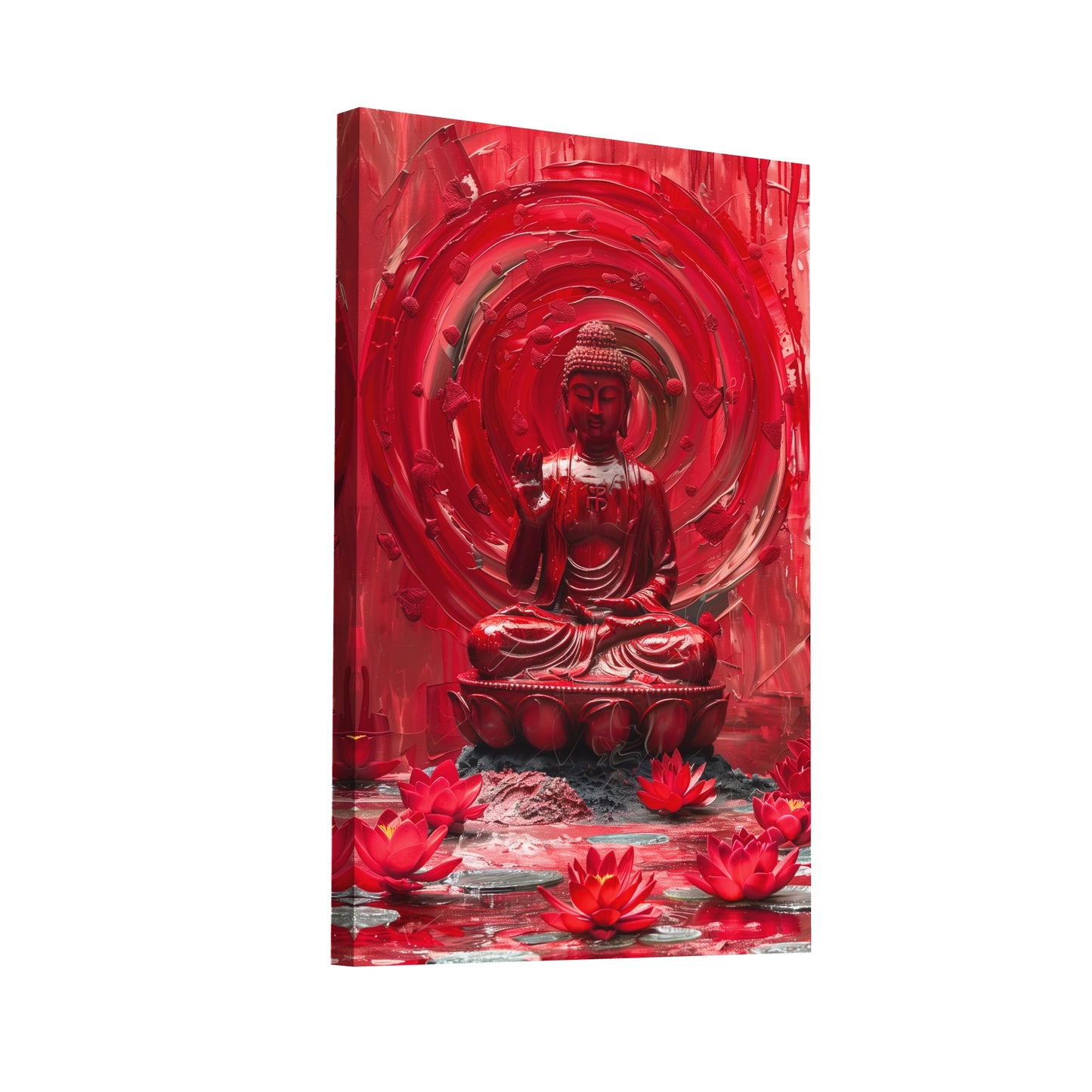 Product Hero 3D WebP Tableau Zen - Bouddha Rouge - Art Virtuoso