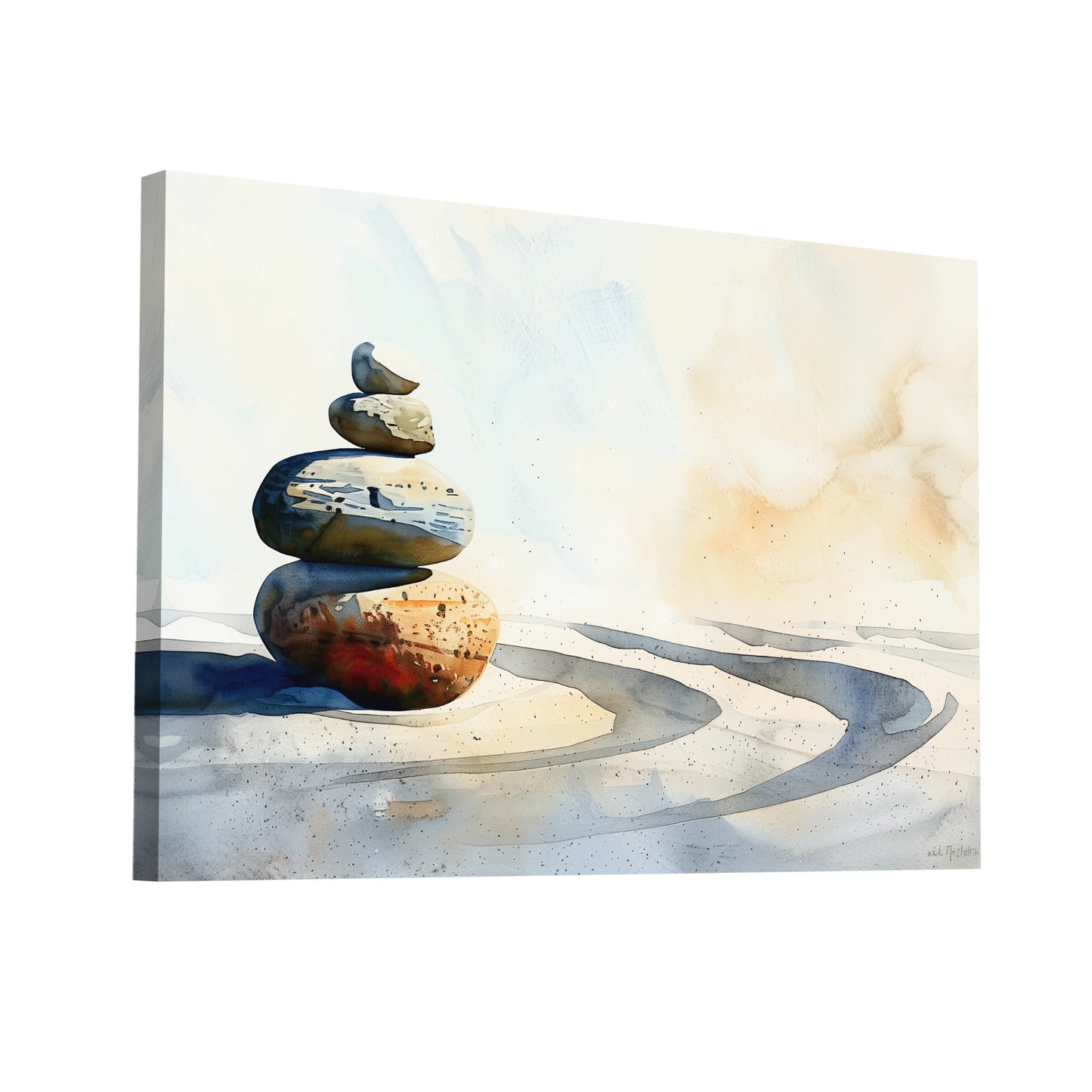 Product Hero 3D WebP Tableau Zen - Galets Empilés - Art Virtuoso