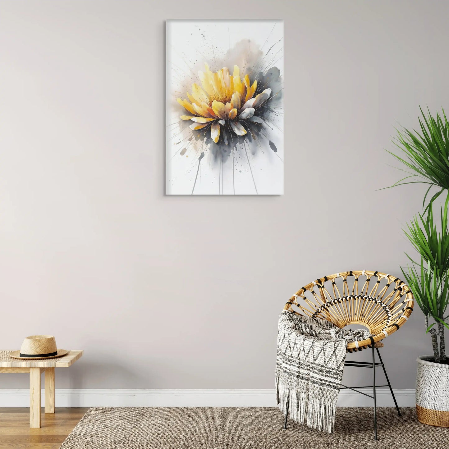Tableau Abstrait - Fleur Jaune Affiches, reproductions et œuvres graphiques Art Virtuoso
