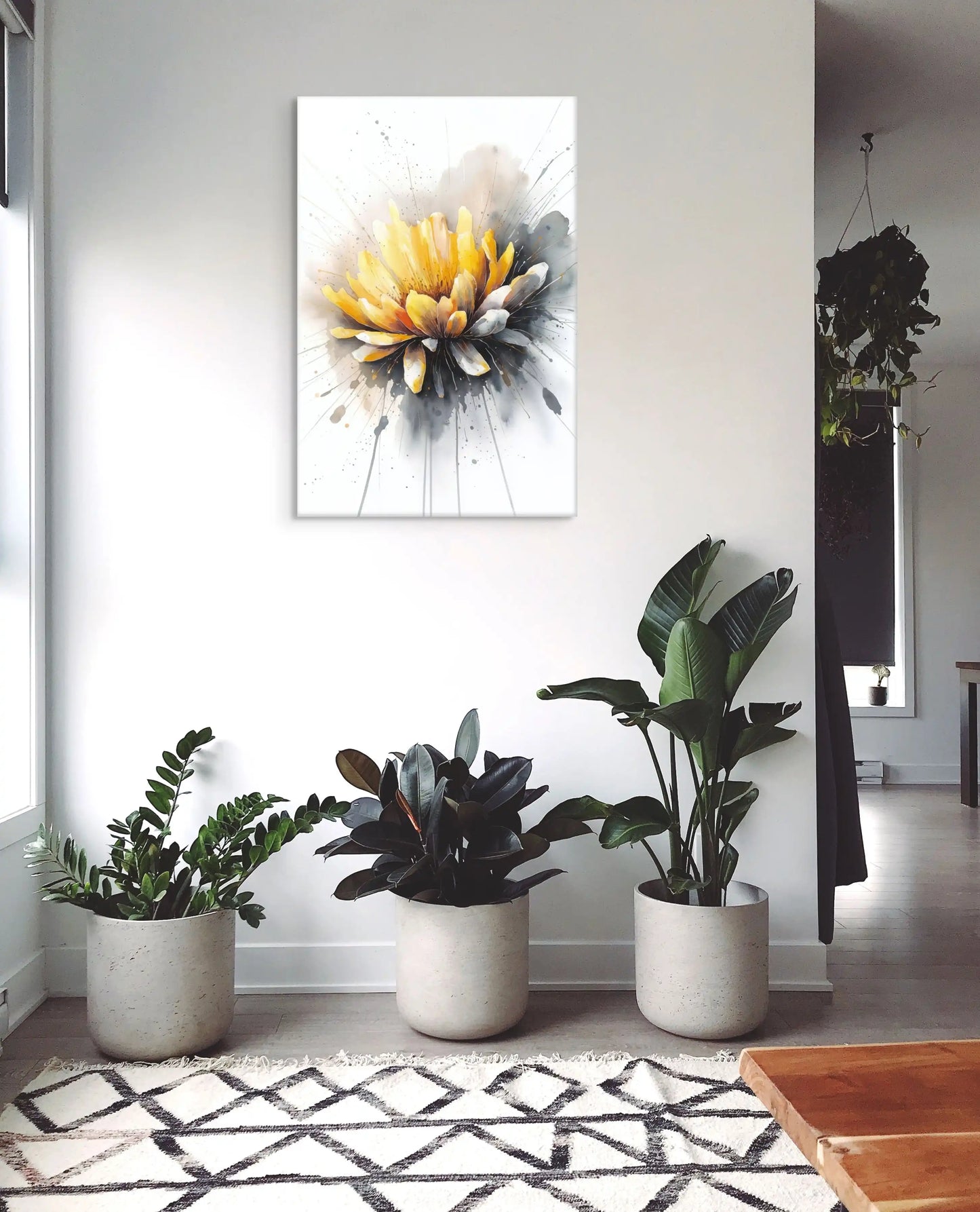 Tableau Abstrait - Fleur Jaune Affiches, reproductions et œuvres graphiques Art Virtuoso