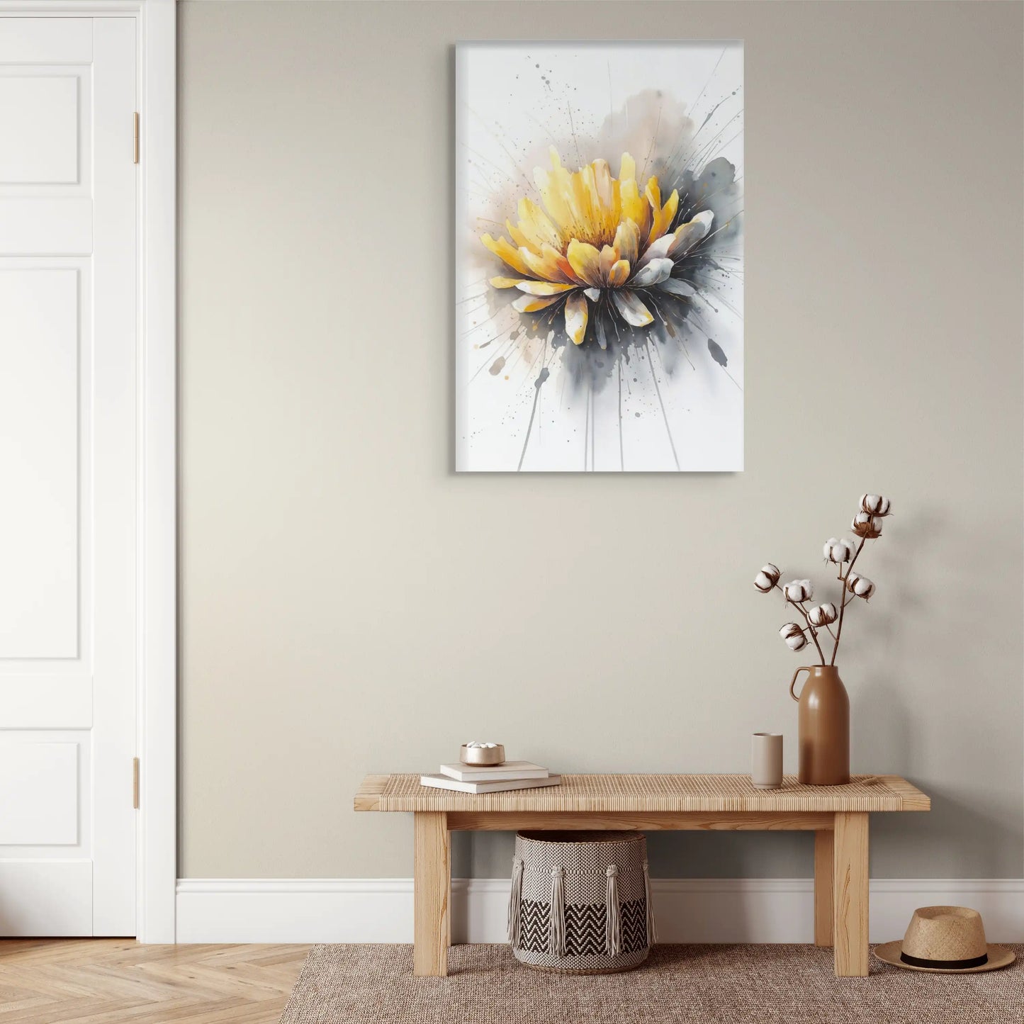 Tableau Abstrait - Fleur Jaune Affiches, reproductions et œuvres graphiques Art Virtuoso