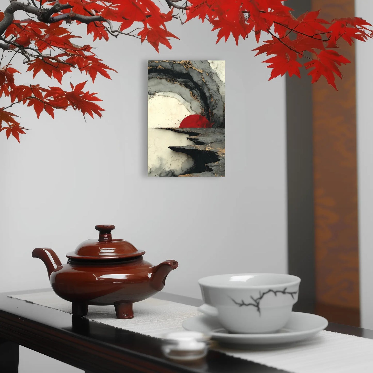 Tableau Abstrait Japonais – Marée Minérale au Soleil