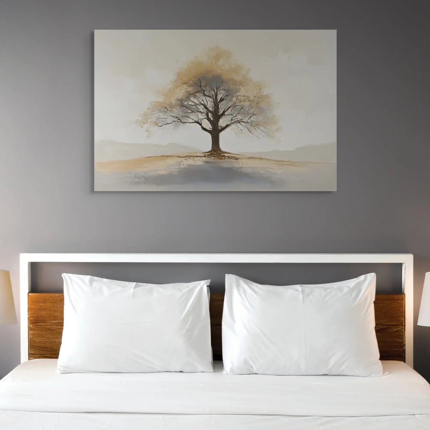 Tableau Arbre Beige - Gardien de l'Horizon Affiches, reproductions et œuvres graphiques Art Virtuoso