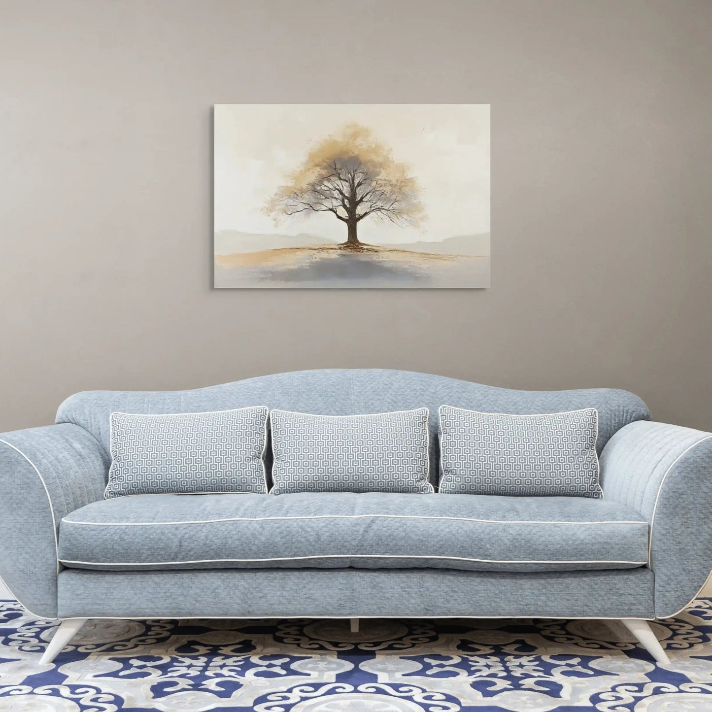 Tableau Arbre Beige - Gardien de l'Horizon Affiches, reproductions et œuvres graphiques Art Virtuoso