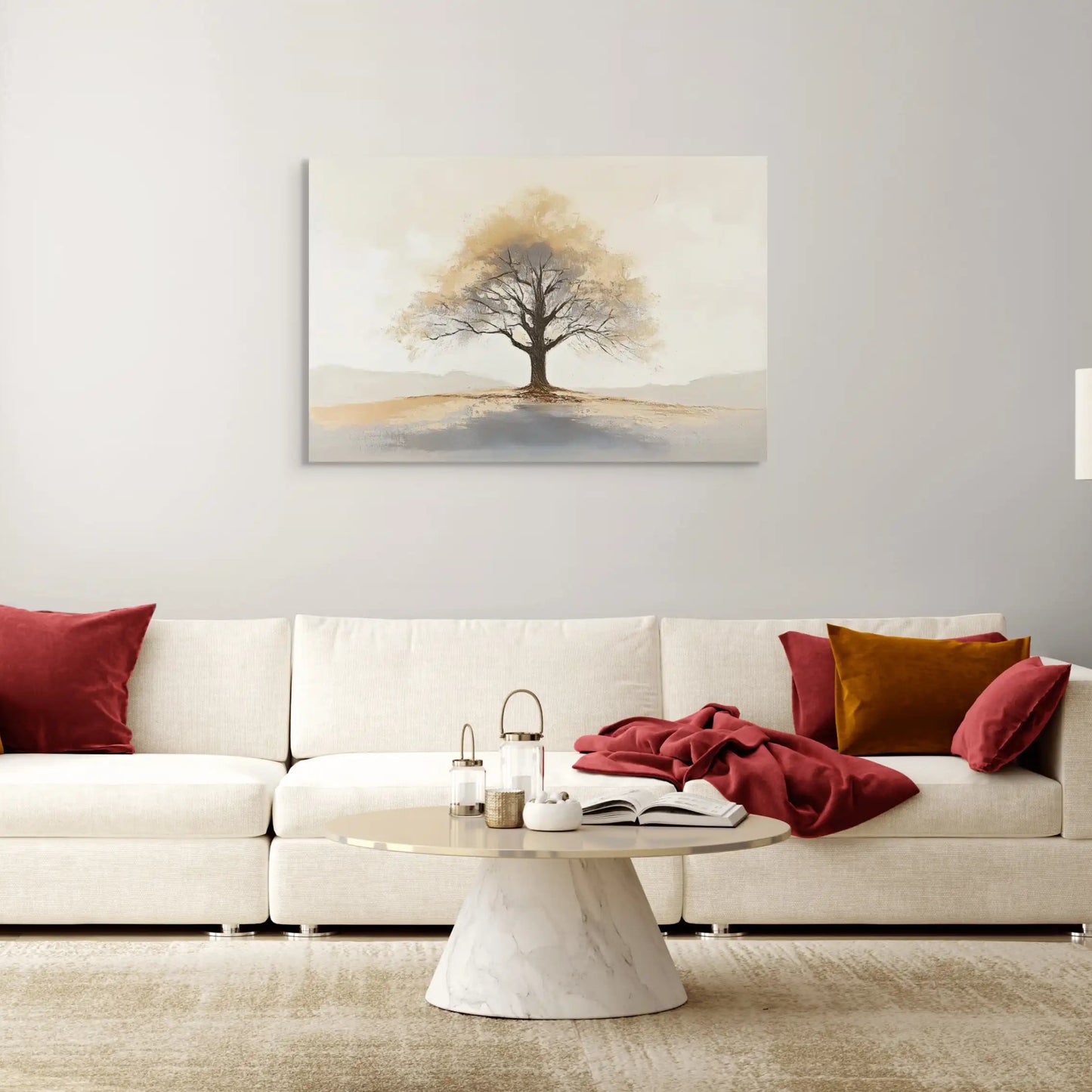 Tableau Arbre Beige - Gardien de l'Horizon Affiches, reproductions et œuvres graphiques Art Virtuoso