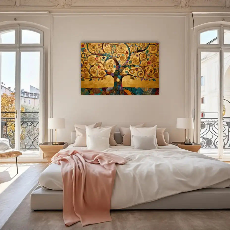 Tableau Arbre de Vie Klimt – Spirales d’Or et Songes