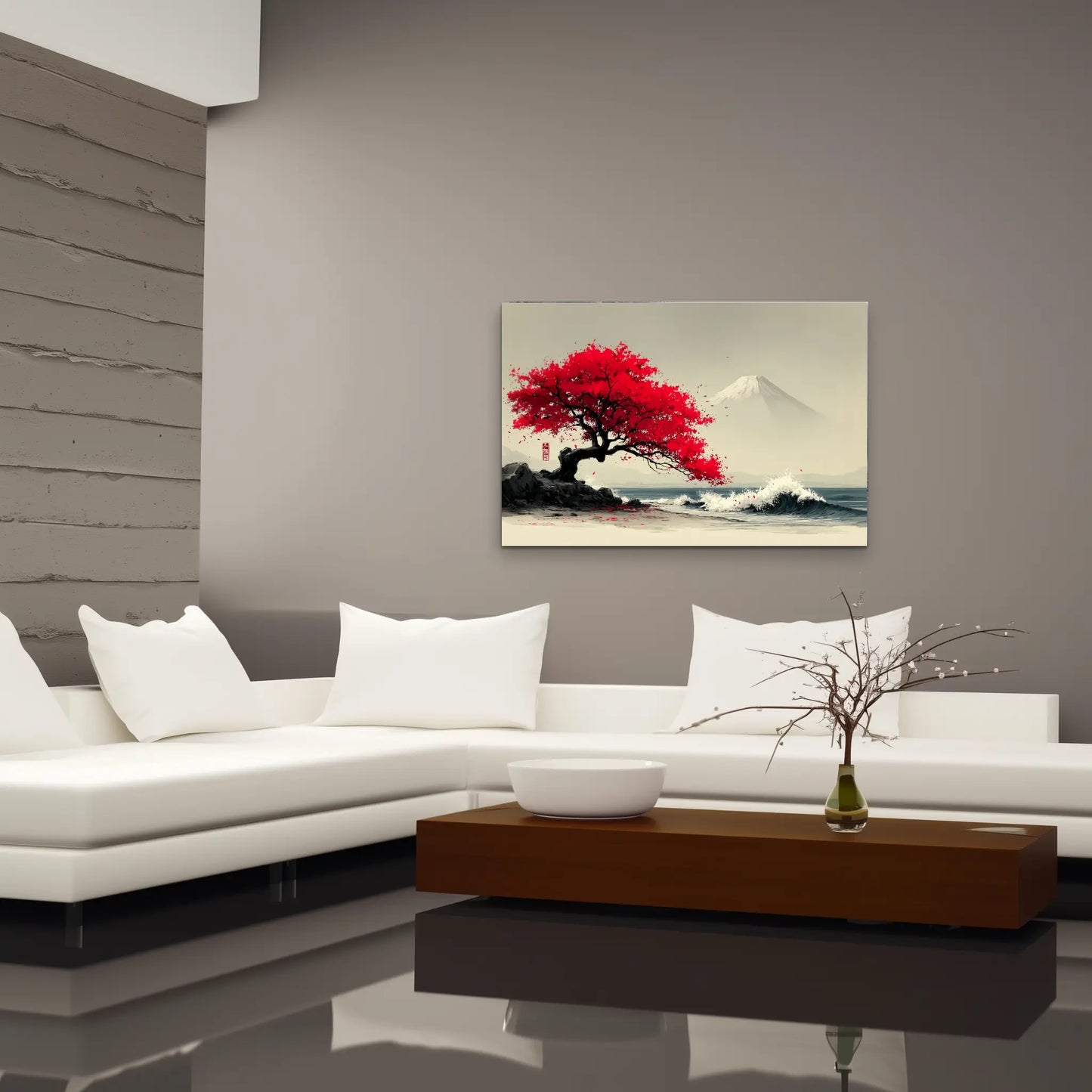 Tableau Arbre Japonais – Érable Rouge au Rivage du Fuji