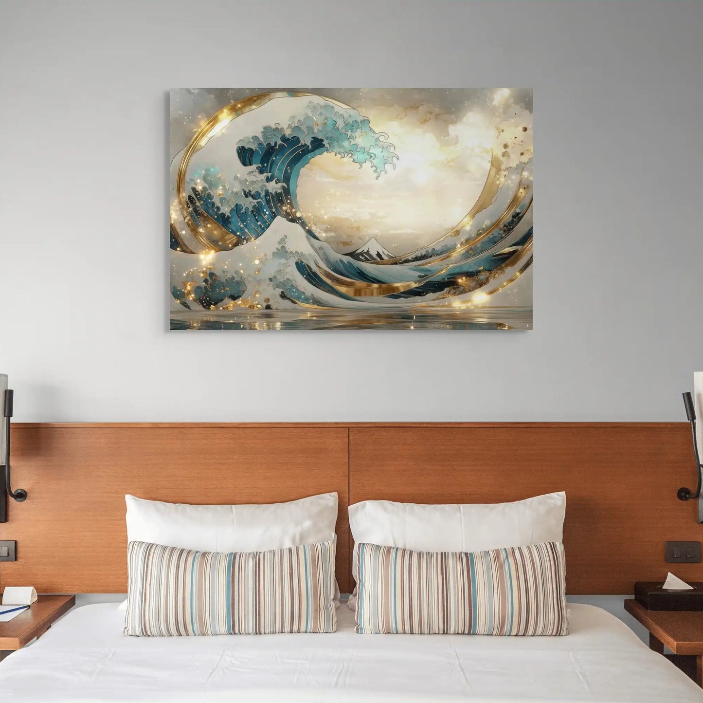 Tableau Art - Vague Dorée Art Deco Affiches, reproductions et œuvres graphiques Art Virtuoso