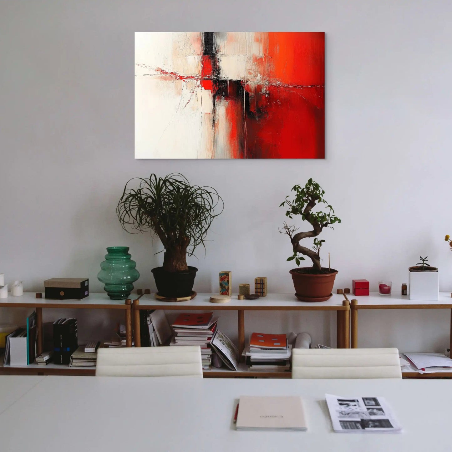 Tableau Beige et Rouge - Fracture Écarlate Affiches, reproductions et œuvres graphiques Art Virtuoso