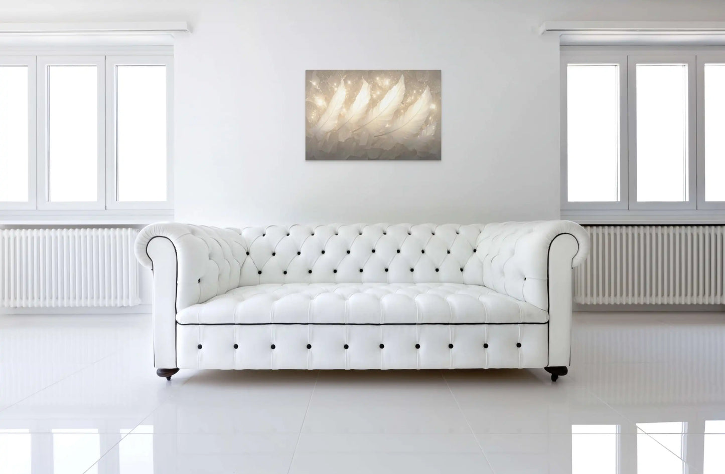 Tableau Blanc Déco - Plumes d'Or Affiches, reproductions et œuvres graphiques Art Virtuoso