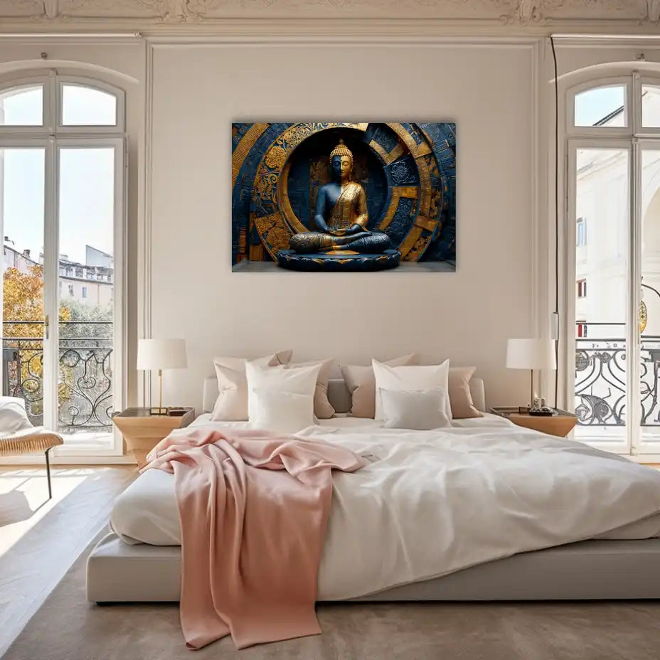 Tableau Bouddha Grand Format : Sagesse Dorée