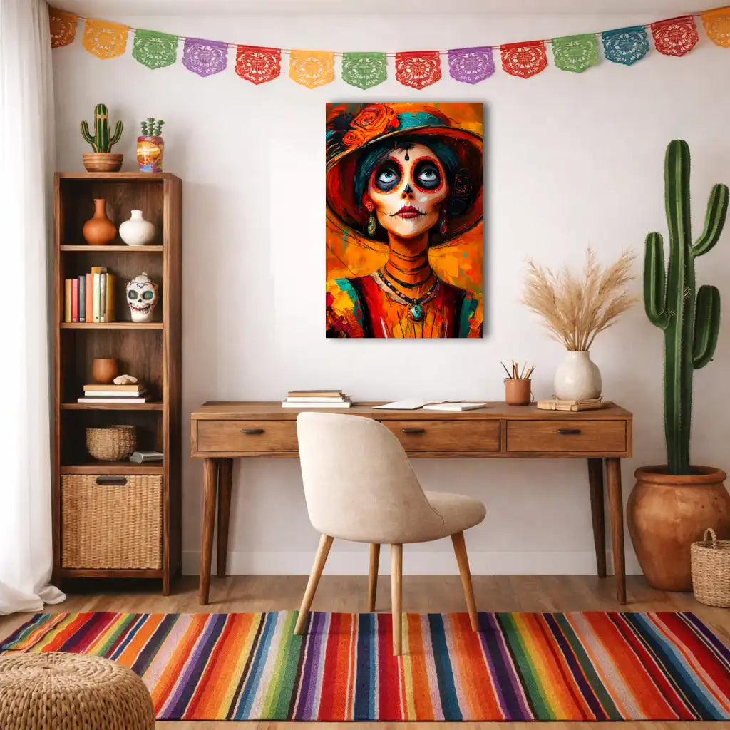 Mexikanische Catrina – Farbenfrohe Eleganz – Día de los Muertos Wandbild