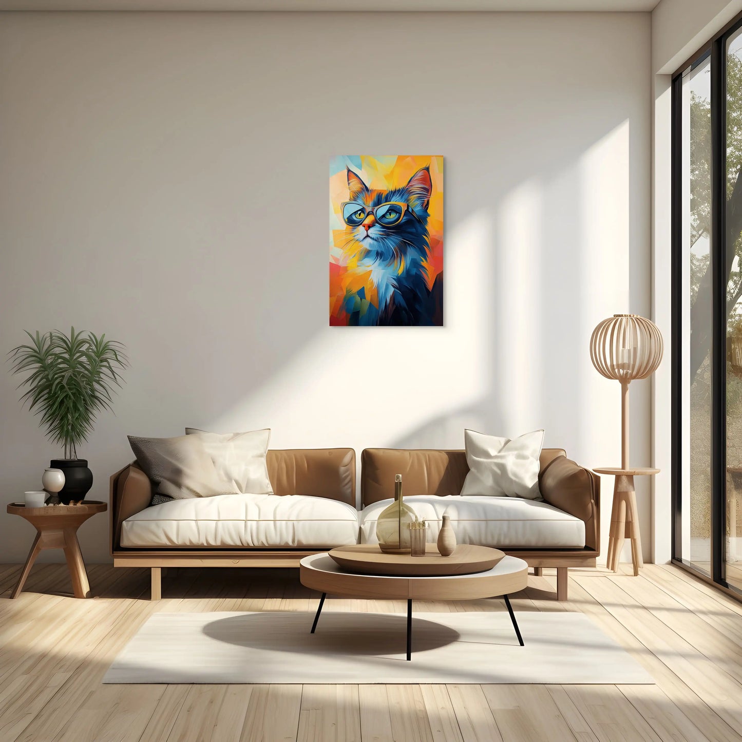 Tableau Chat avec Lunettes - Hipster Félin Affiches, reproductions et œuvres graphiques Art Virtuoso