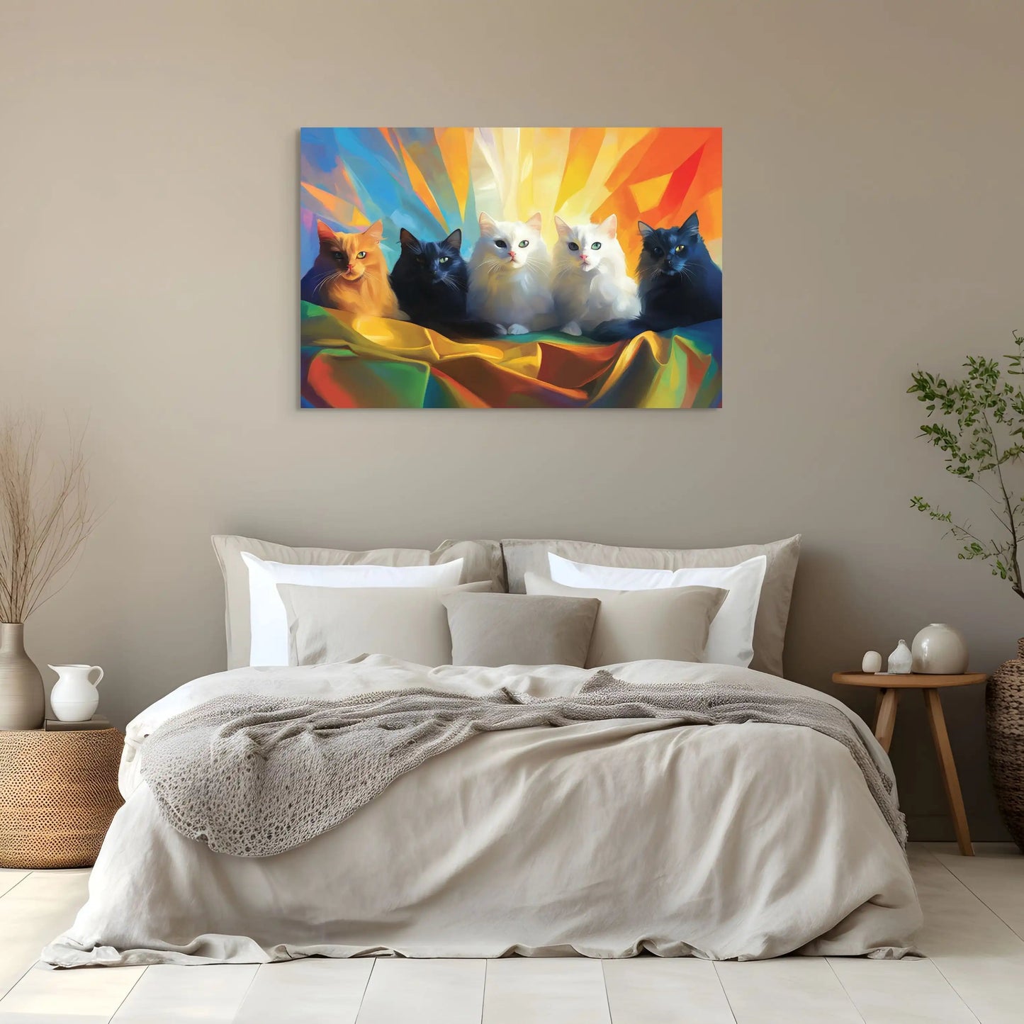 Tableau Chats - Quintet Arc-en-Ciel Affiches, reproductions et œuvres graphiques Art Virtuoso