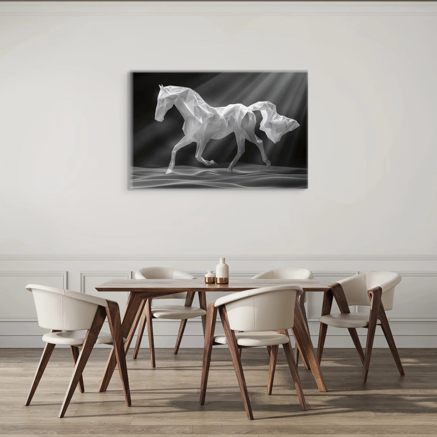 Tableau Cheval Design Géométrique - Élégance Cristalline Affiches, reproductions et œuvres graphiques Art Virtuoso
