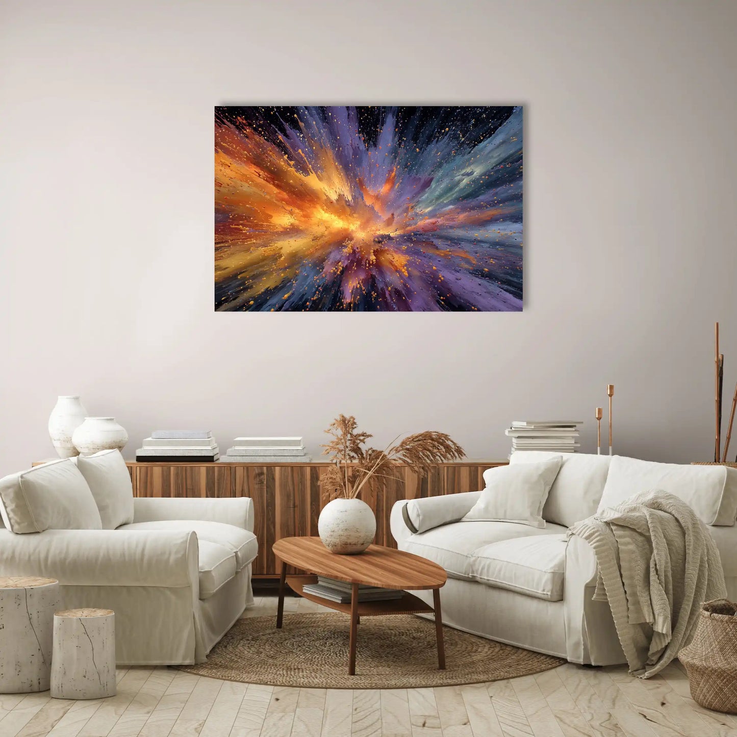 Tableau Contemporain Multicolore - Explosion Cosmique