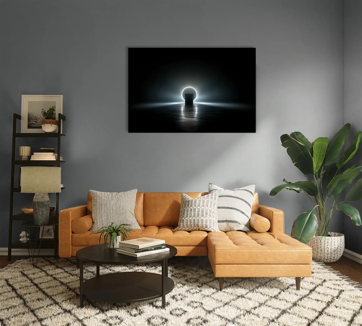 Tableau Contemporain Noir : Portail Lumineux