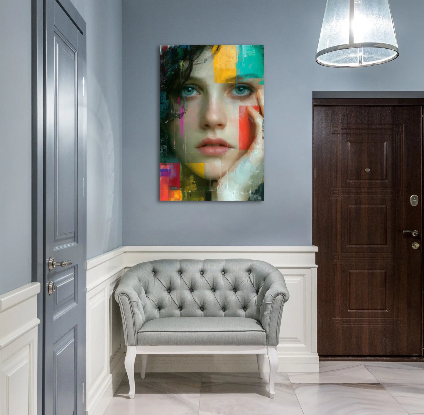 Tableau Contemporain Visage Femme - Fragments d'Émotion