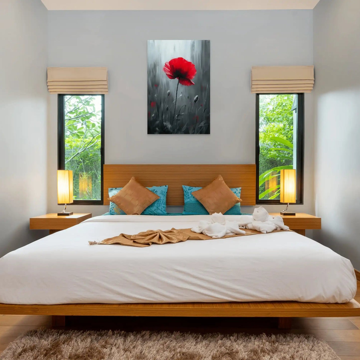 Tableau Coquelicot Rouge - Élégance Solitaire Affiches, reproductions et œuvres graphiques Art Virtuoso