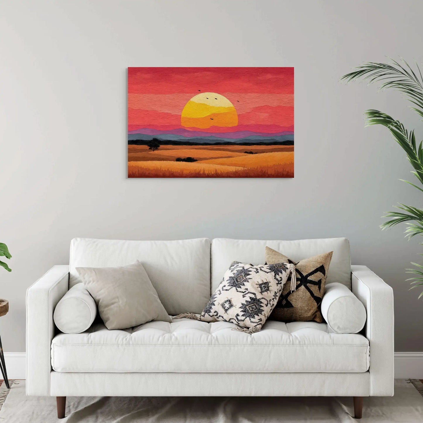 Tableau Coucher de Soleil Peinture : Savane Ardente