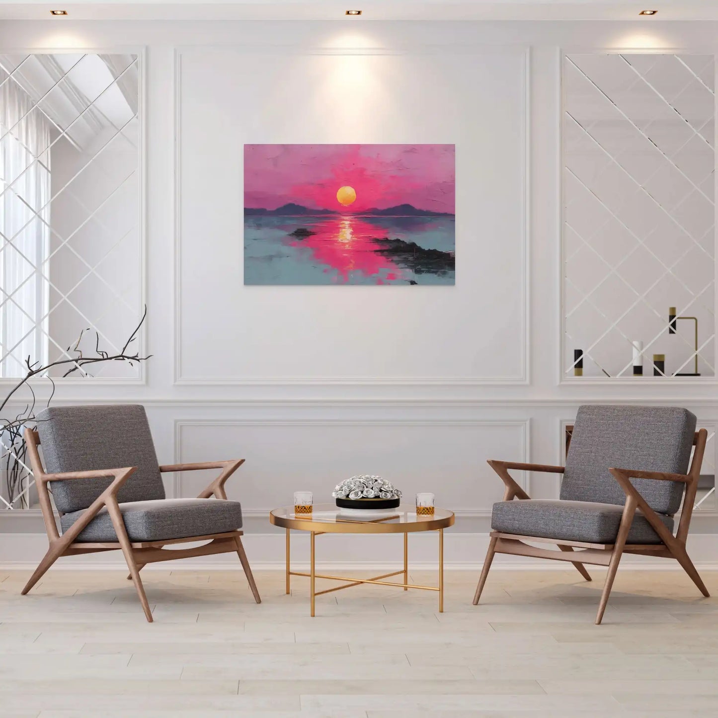 Tableau Coucher de Soleil Rose : Éclat Magique