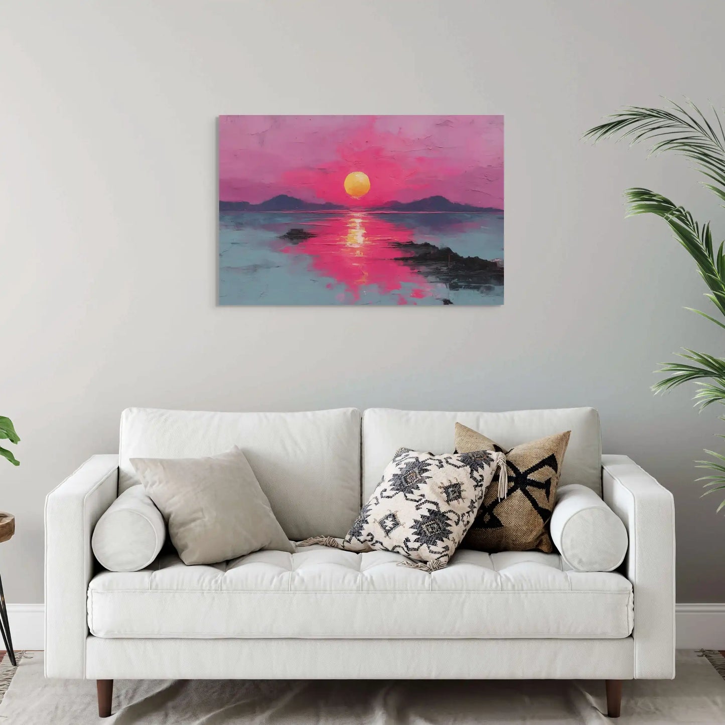 Tableau Coucher de Soleil Rose : Éclat Magique