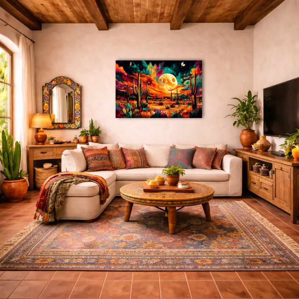 Colorful Desert – Under the Moonlight of a Mexican Night Wall Art