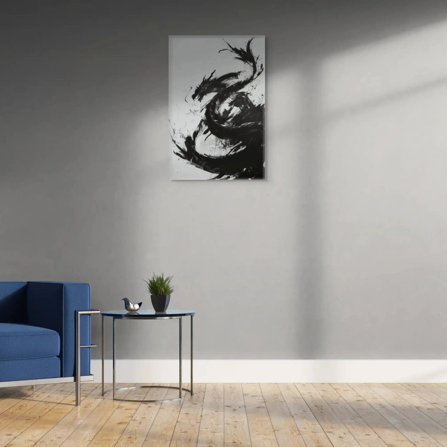 Tableau Dragon Abstrait - Noir et Blanc Affiches, reproductions et œuvres graphiques Art Virtuoso