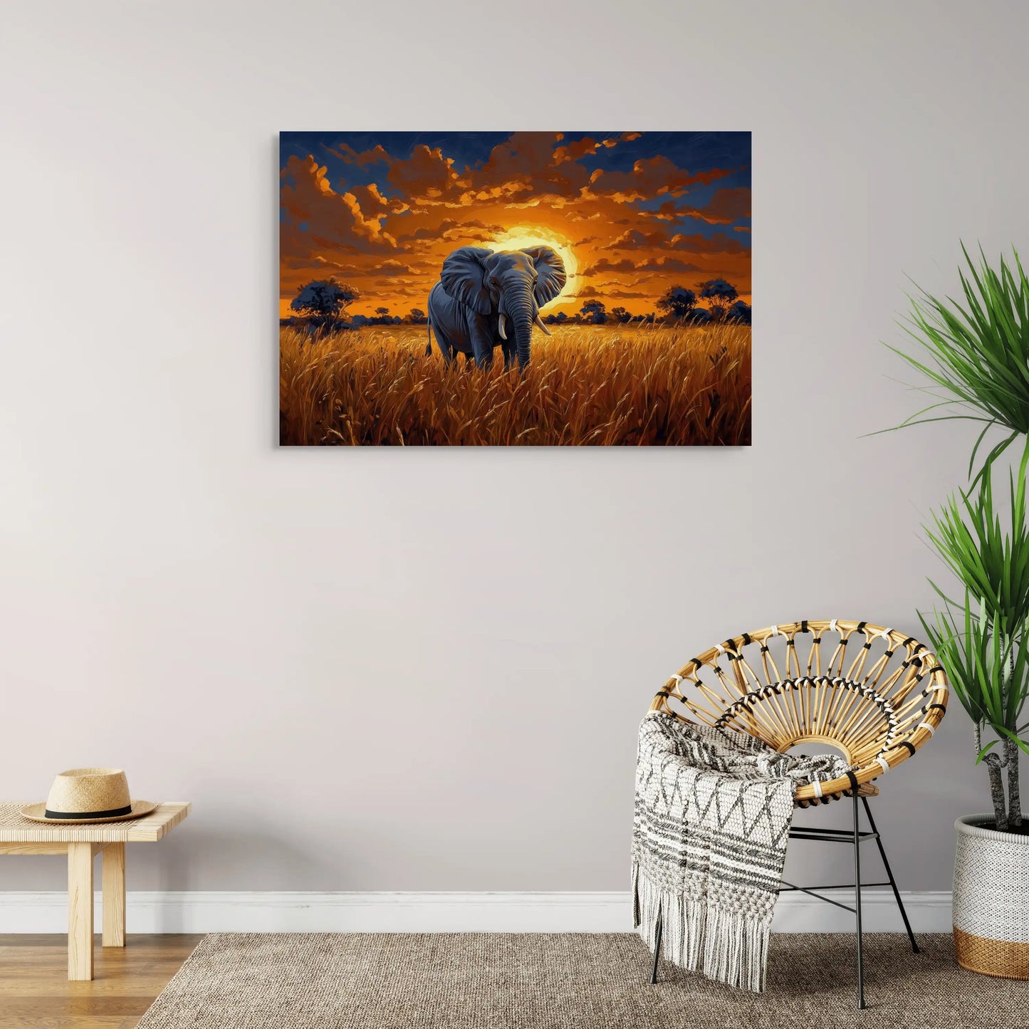 Tableau - Éléphant d'Afrique au Crépuscule Affiches, reproductions et œuvres graphiques Art Virtuoso