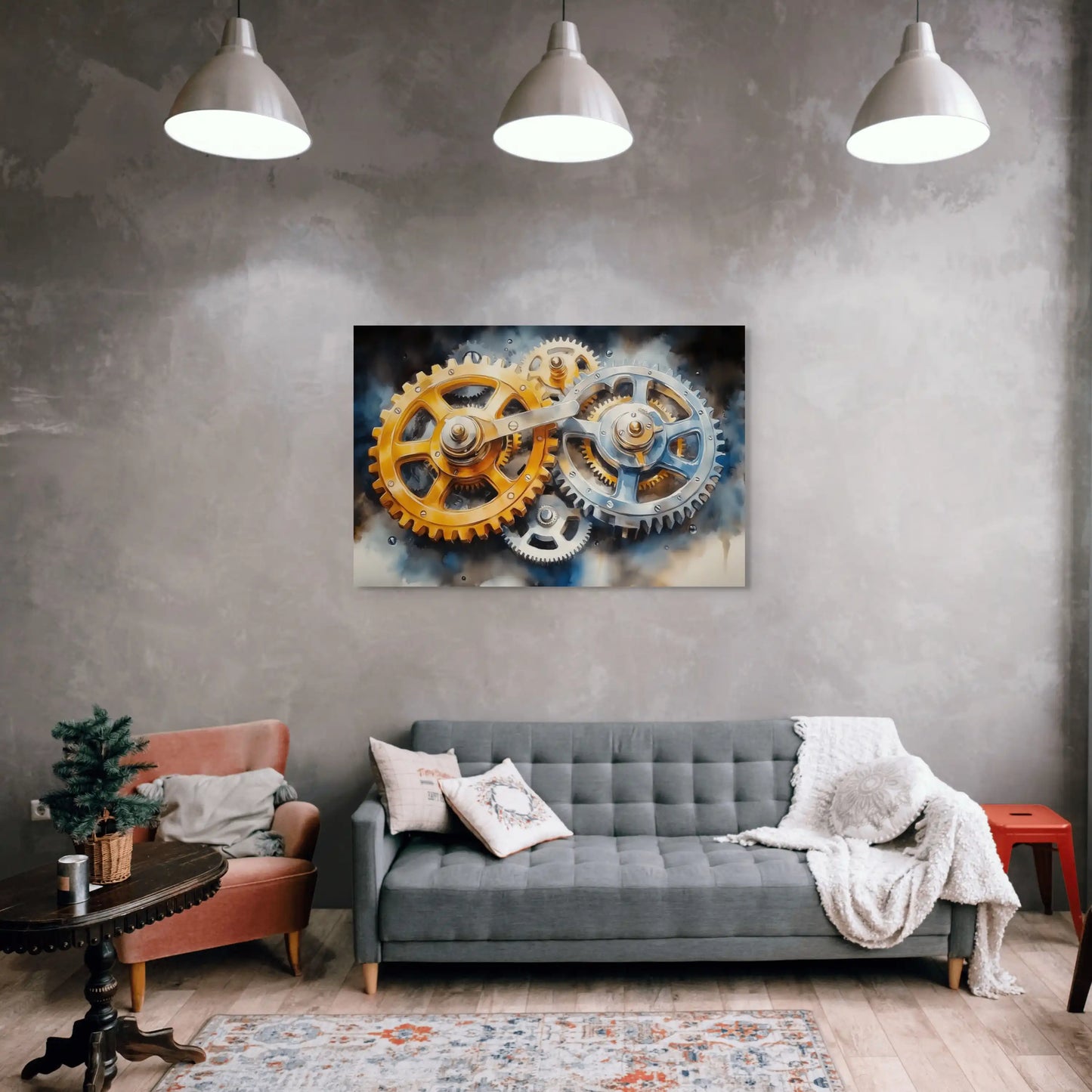 Tableau Engrenage Industriel - L'Harmonie des Mécanismes Affiches, reproductions et œuvres graphiques Art Virtuoso