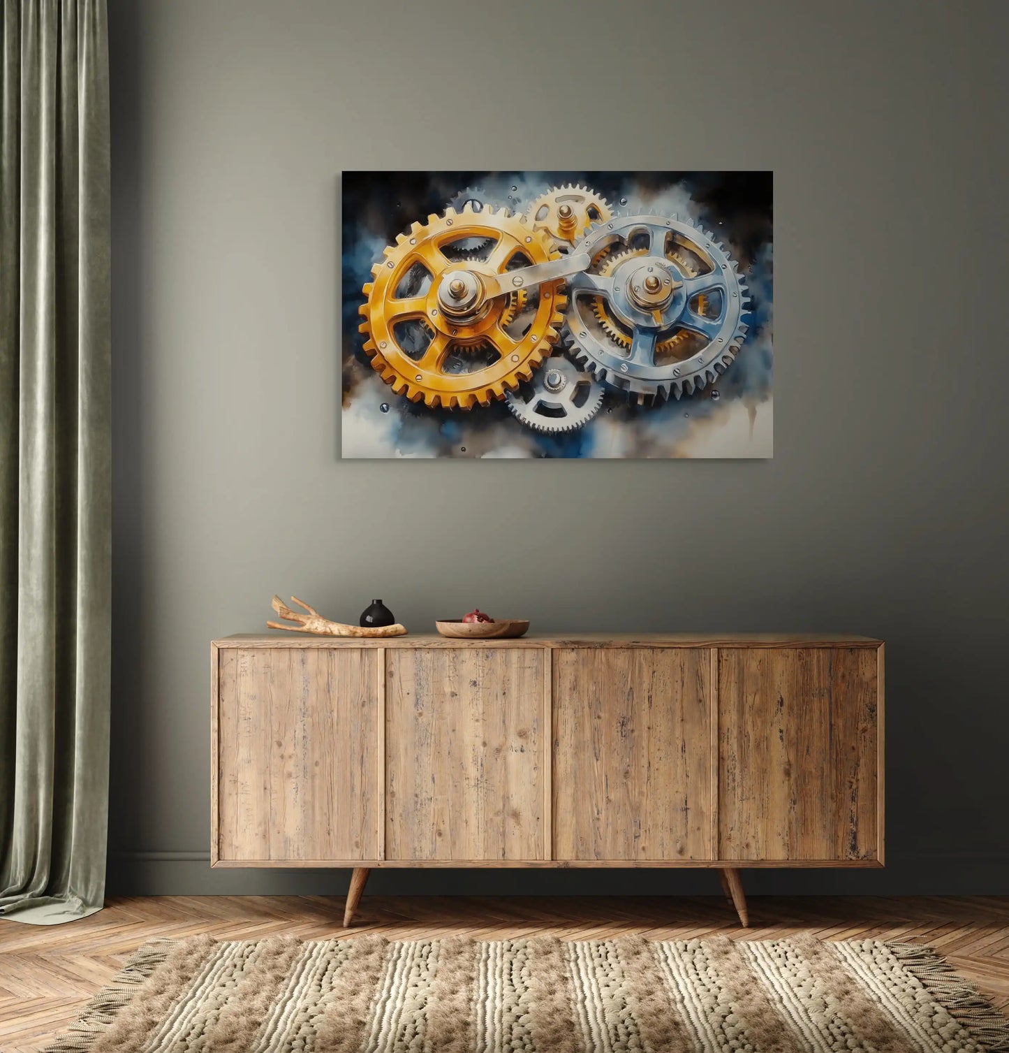 Tableau Engrenage Industriel - L'Harmonie des Mécanismes Affiches, reproductions et œuvres graphiques Art Virtuoso