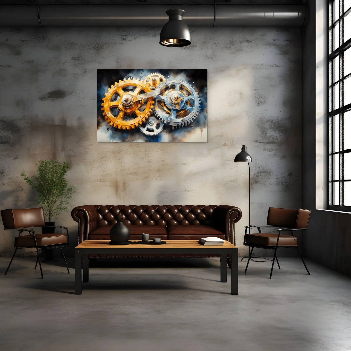 Tableau Engrenage Industriel - L'Harmonie des Mécanismes Affiches, reproductions et œuvres graphiques Art Virtuoso