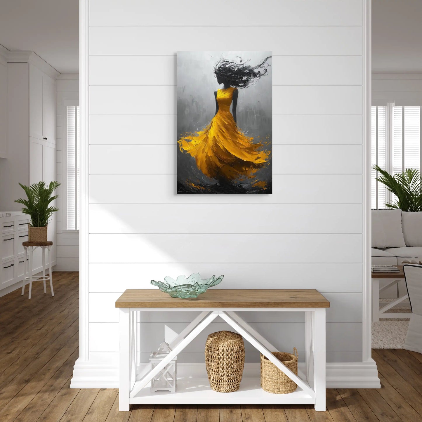 Tableau Femme Robe Jaune : Danseuse du Vent Affiches, reproductions et œuvres graphiques Art Virtuoso