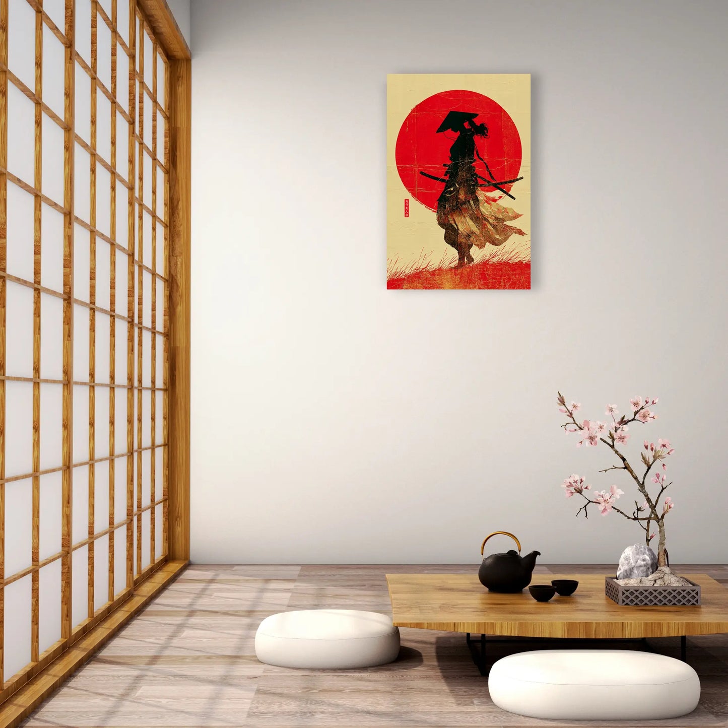 Tableau Femme Samouraï – Danse du Soleil Rouge