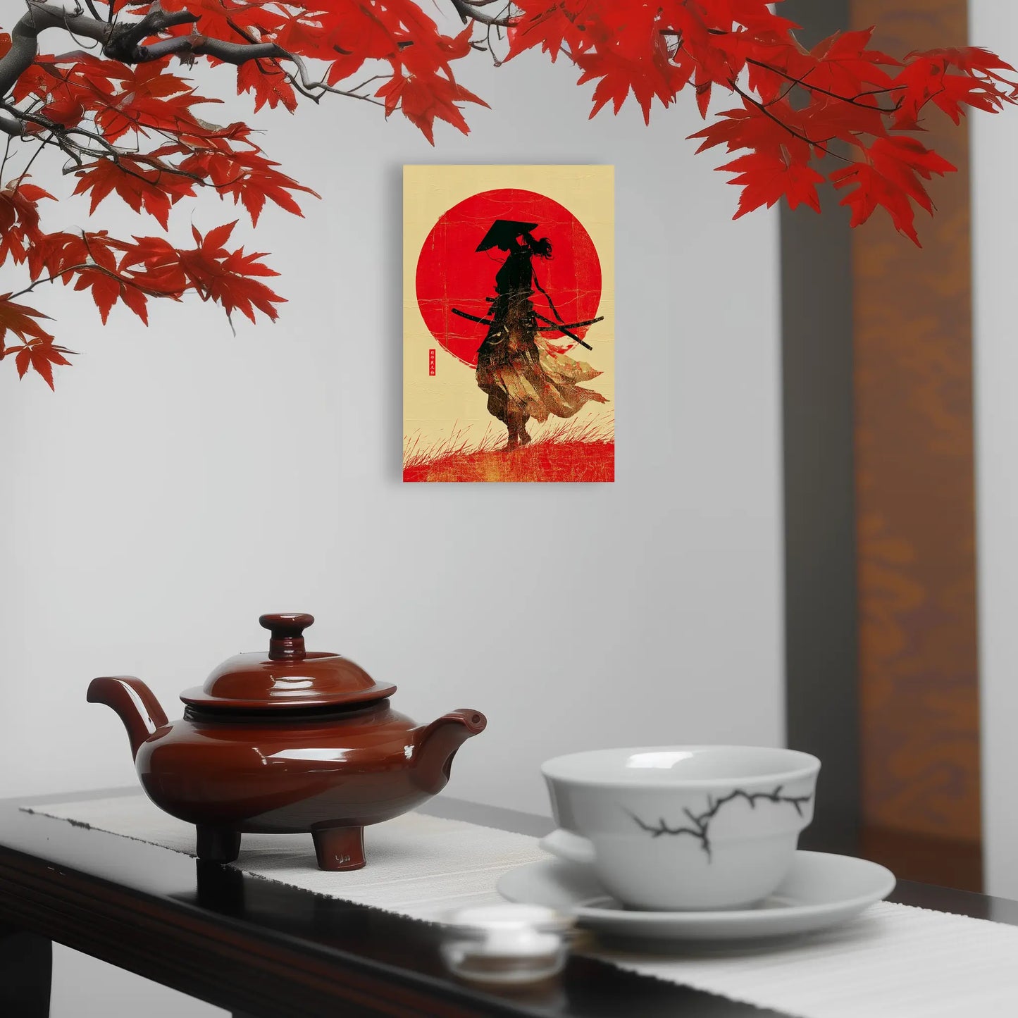 Tableau Femme Samouraï – Danse du Soleil Rouge