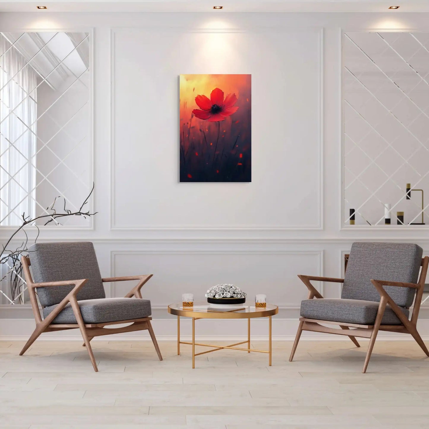 Tableau Fleur Rouge - Cosmos Flamboyant Affiches, reproductions et œuvres graphiques Art Virtuoso