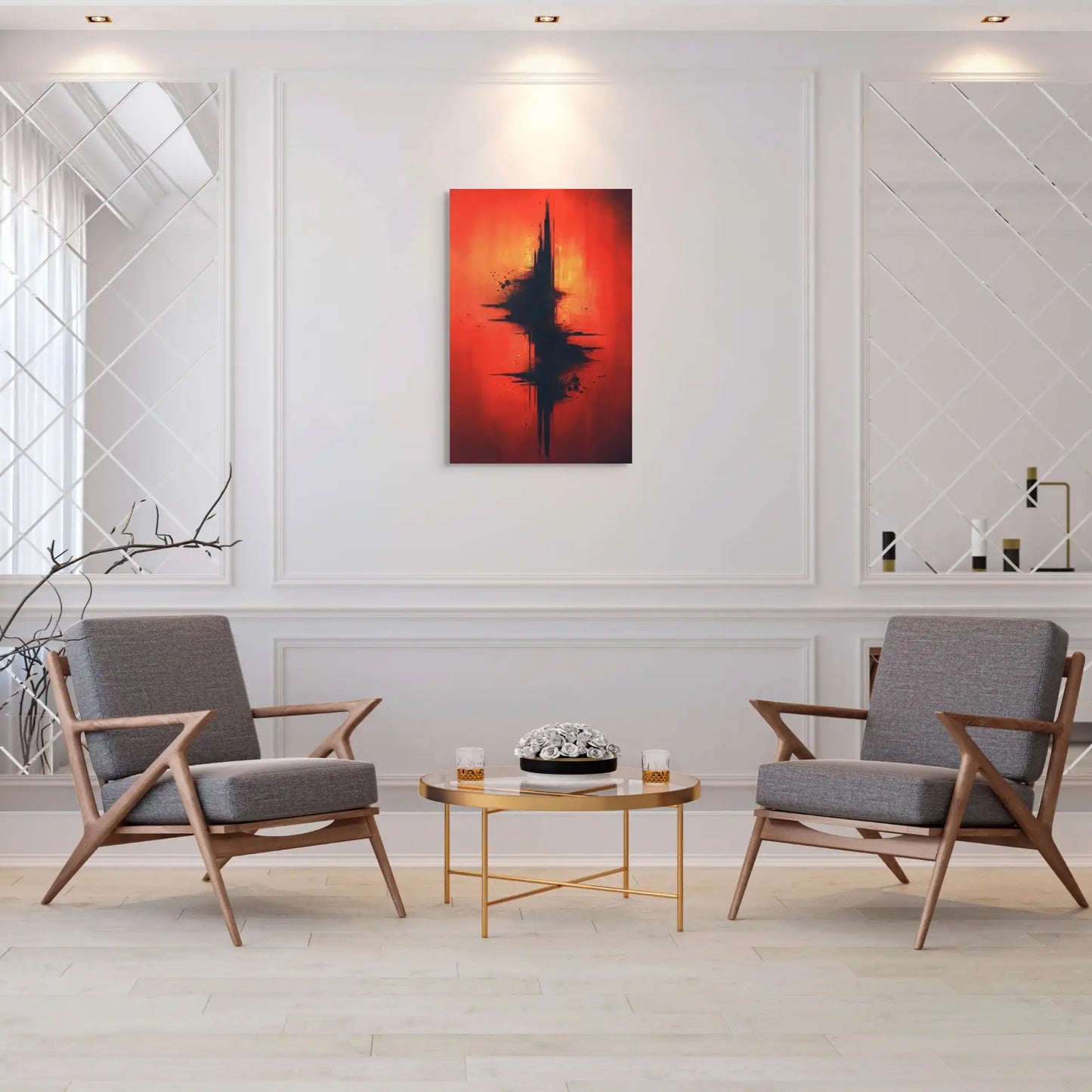 Tableau Fond Rouge - Éclipse Ardente Affiches, reproductions et œuvres graphiques Art Virtuoso