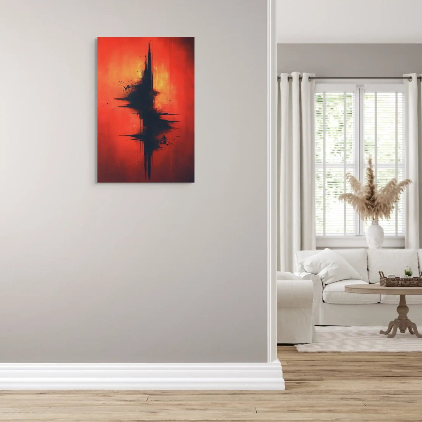Tableau Fond Rouge - Éclipse Ardente Affiches, reproductions et œuvres graphiques Art Virtuoso
