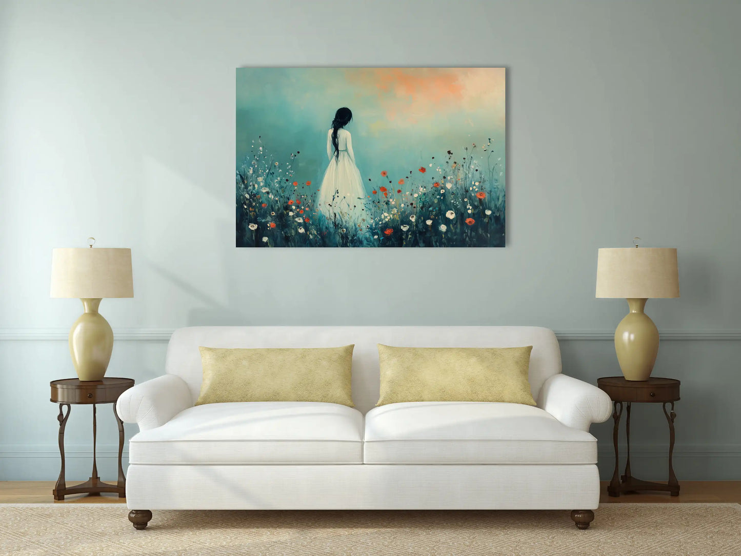 Tableau Jolie Reverie au Jardin Bleu