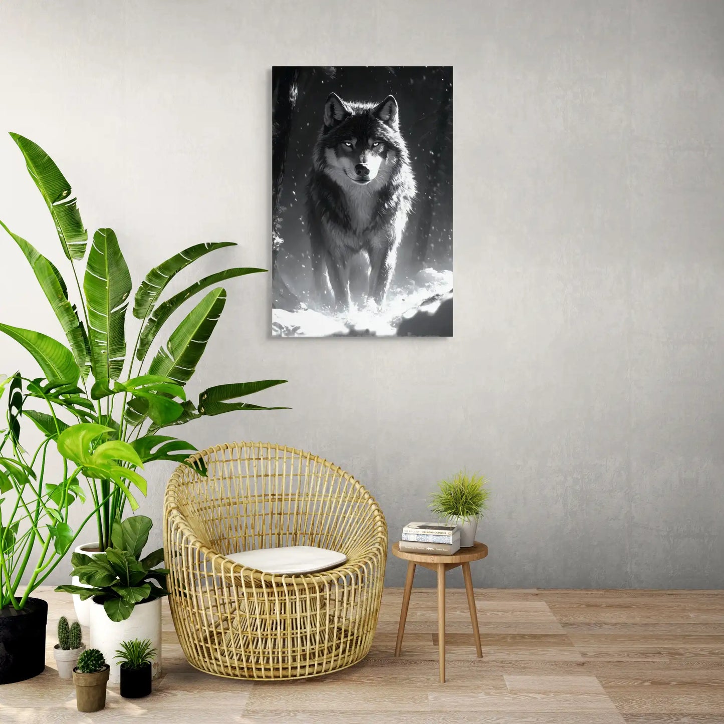 Tableau Loup Noir et Blanc : Gardien de l'Hiver Affiches, reproductions et œuvres graphiques Art Virtuoso