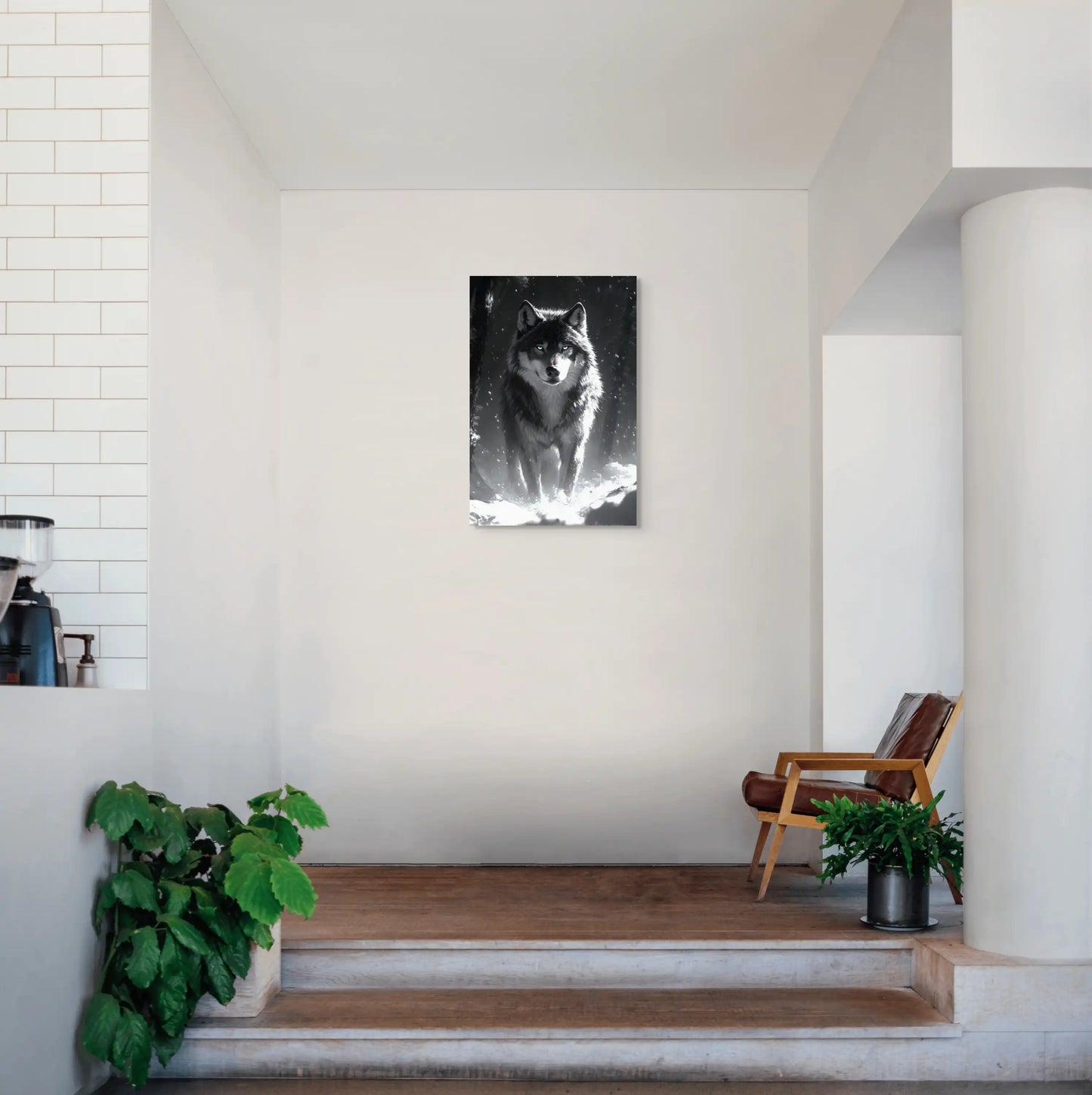 Tableau Loup Noir et Blanc : Gardien de l'Hiver Affiches, reproductions et œuvres graphiques Art Virtuoso