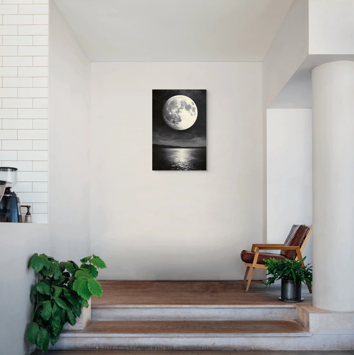Tableau Lune Noir et Blanc : Reflets Nocturnes Affiches, reproductions et œuvres graphiques Art Virtuoso
