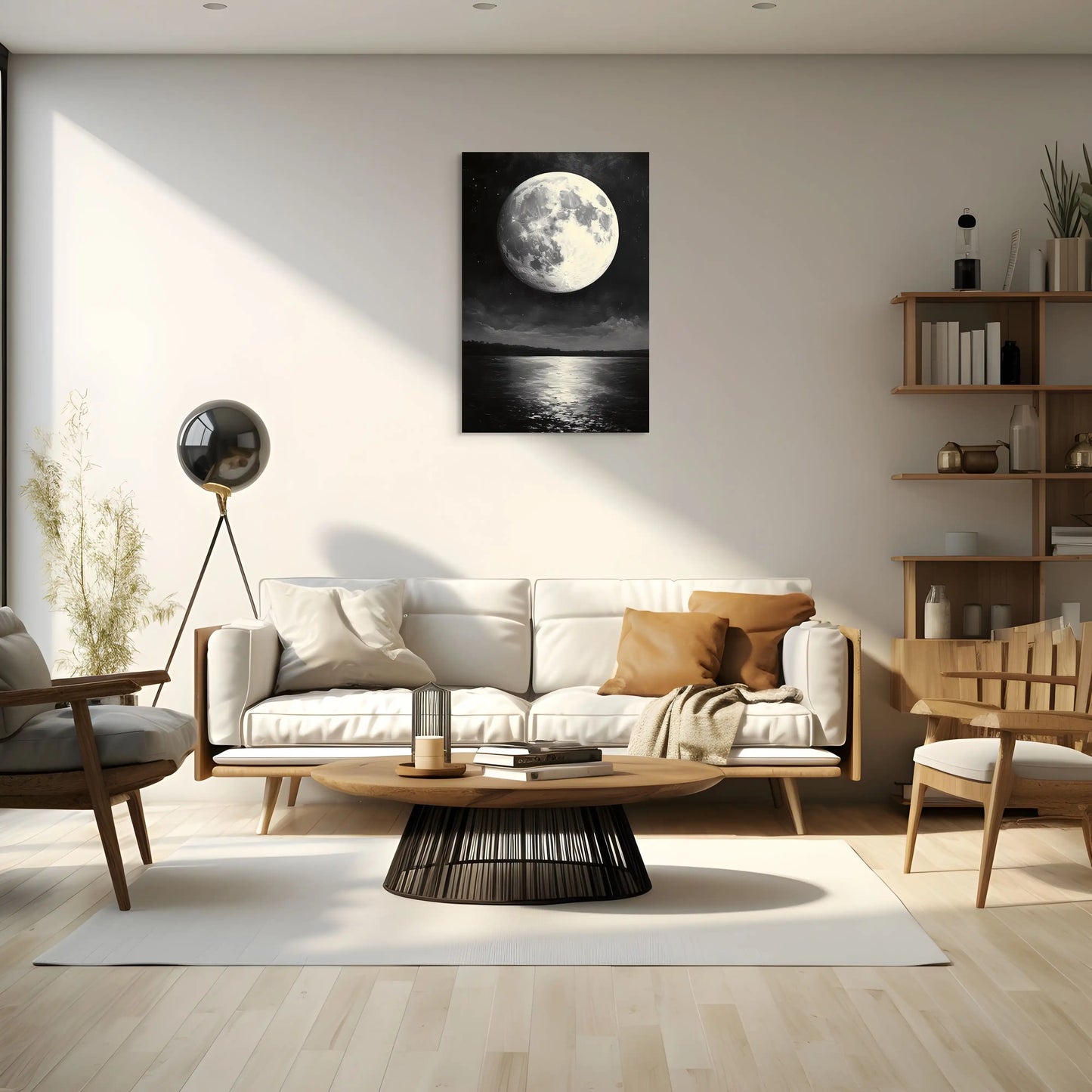 Tableau Lune Noir et Blanc : Reflets Nocturnes Affiches, reproductions et œuvres graphiques Art Virtuoso